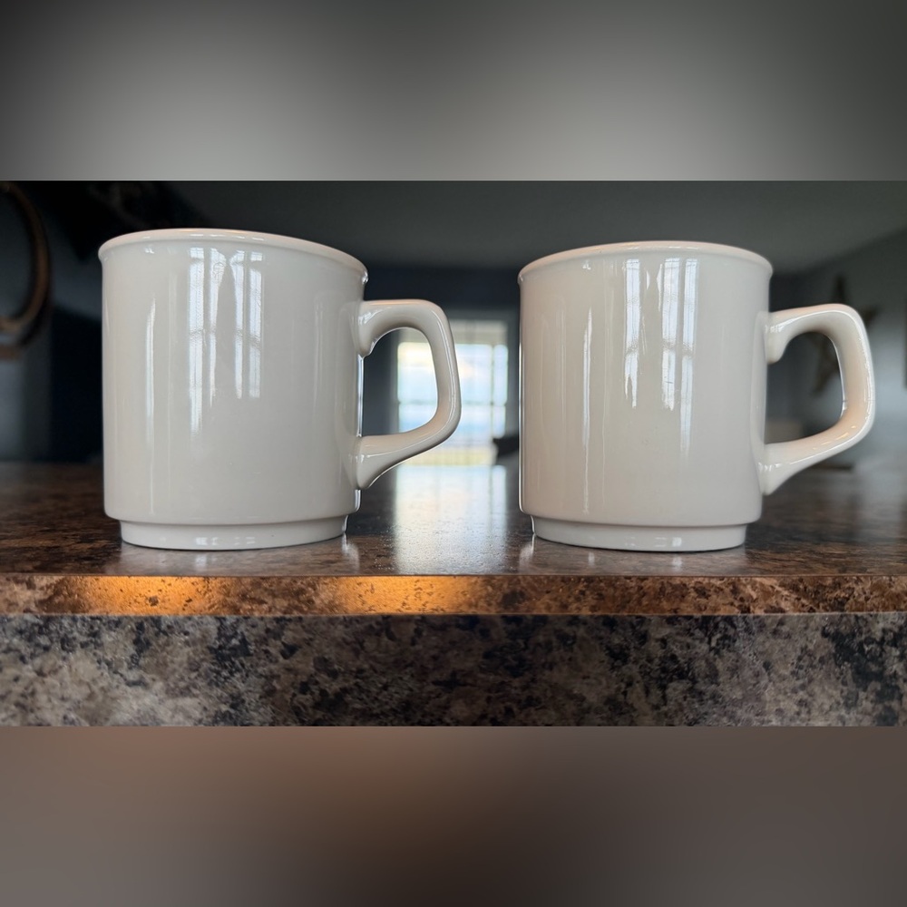 Homer Laughlin China Neutral Cream Mugs — Set of 2
